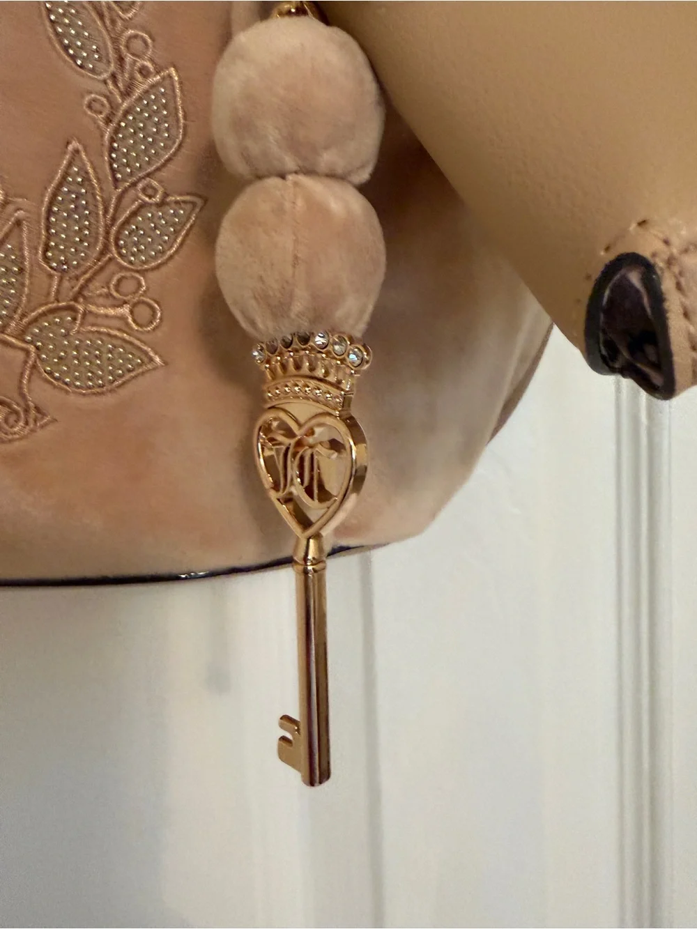 Juicy Couture Beige Embroidered Shoulder Bag‎